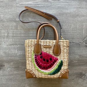 Michael Kors Malibu Medium Straw Crossbody, Watermelon 🍉